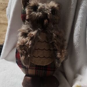 Plaid Owl Plush Decor